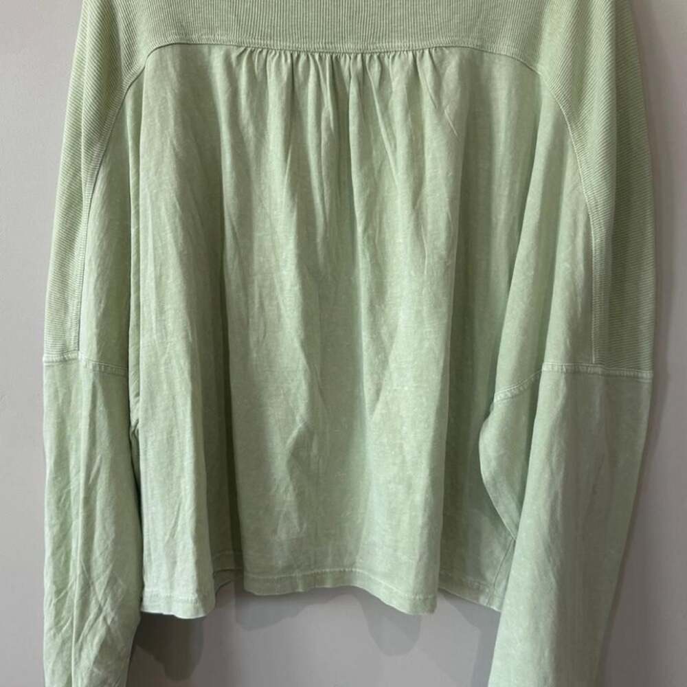 Aerie Relaxed Fit Cropped Long Sleeve Tee Mint Green - Picture 5 of 6